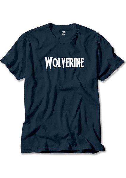 Wolverine Text White Lacivert Tişört