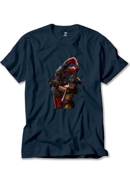 Deadpool Wolverine Lacivert Tişört