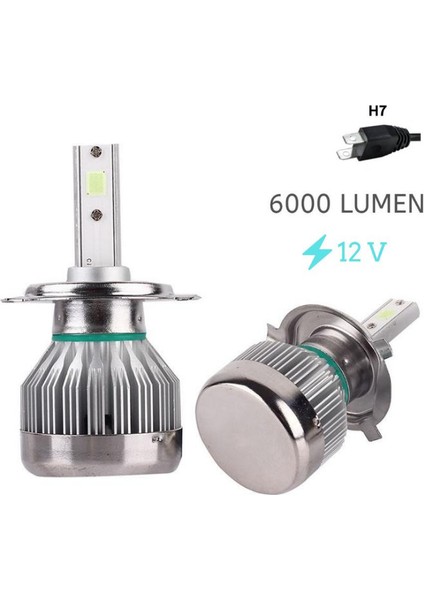 Buz Mavisi LED Far Ampulü H7-3000LMX2-30W-12V Buz Mavisi