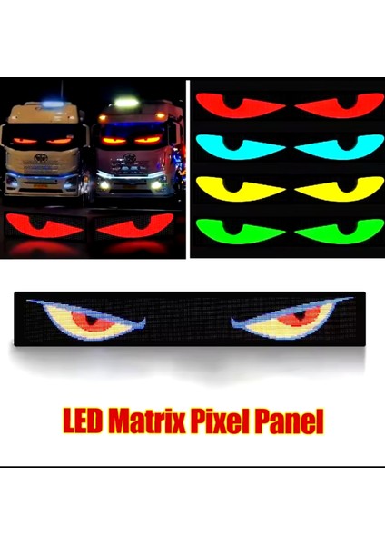 Pixel LED Panel Digital Ekran Animasyon Yazı Ekleme Telefondan Kontrol Göz Amimasyon 37CM Uzunlukta (16×64)