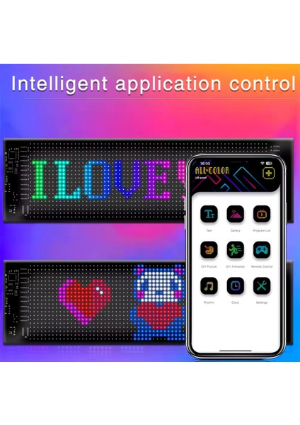 Pixel LED Panel Digital Ekran Animasyon Yazı Ekleme Telefondan Kontrol Göz Amimasyon 37CM Uzunlukta (16×64)