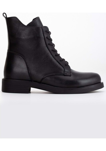 Kadın Deri Klasik Bağcıklı Fermuarlı Bot - Siyah modelleri