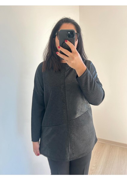 Kadın Büyük Beden Örme Taş Detaylı BLUZ-BGB74 fiyatları