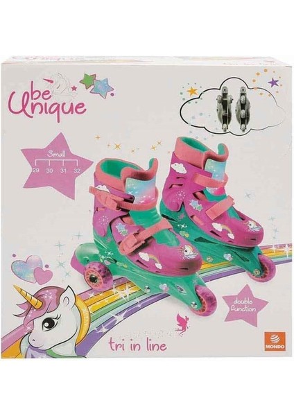 Unicorn Desenli Inline 3 Tekerlekli Paten S/29/32