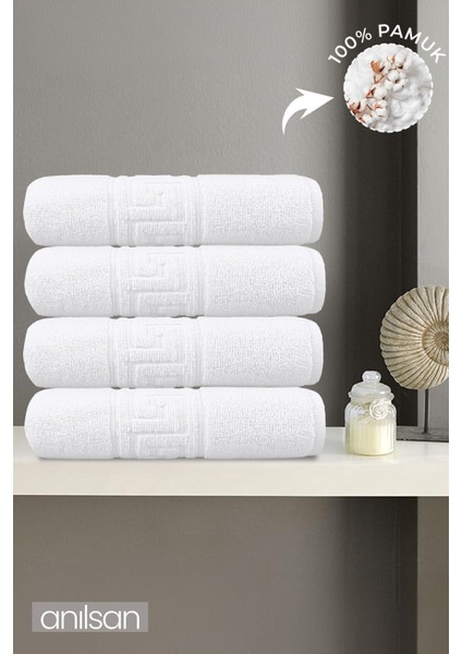 4'lü Greek Beyaz Banyo Havlusu - 70 x 140 cm , 490 Gr, PAMUK, Spa ve Otel Havlusu