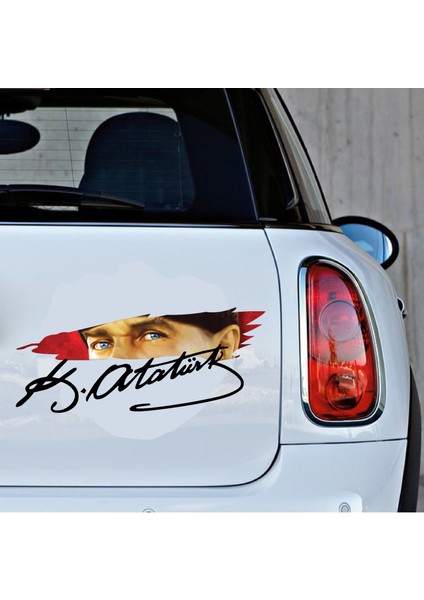 Atatürk Gözleri ve Imza Sticker Araba Oto Motosiklet Karavan Sticker Etiket 01575 fırsatları