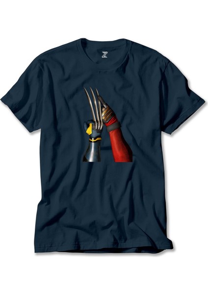 Deadpool Wolverine Poster Lacivert Tişört