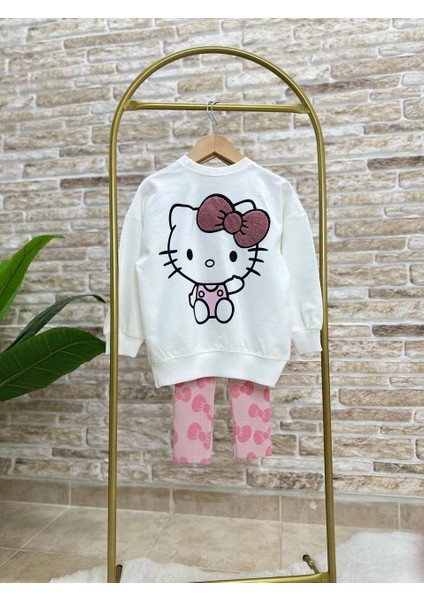 Yeni Sezon Kız Çocuk Karakter Baskılı Pamuklu Sweatshirt ve Fitilli Taytlı Takım indirimleri
