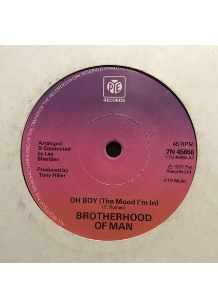 Brotherhood Of Man Oh Boy 45'lik Plak