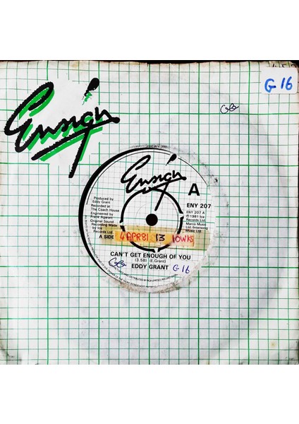 Eddy Grant – Can't Get Enough Of You 45'lik Plak
