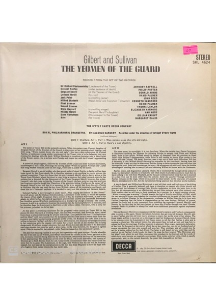 The Yeomen of the Guard 2 Plaklık Set LP Klasik Plak
