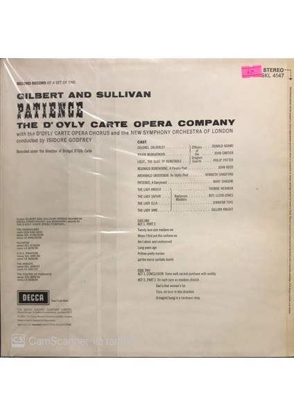 Gilbert And Sullivan - Patience 2 Plaklık Set LP Klasik Plak fiyatları