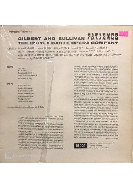 Gilbert And Sullivan - Patience 2 Plaklık Set LP Klasik Plak fırsatları
