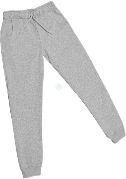 Unisex Çocuk Gri Beli Lastikli Cepli Şardonlu Eşofman Altı 15-16 Yaş - Gri