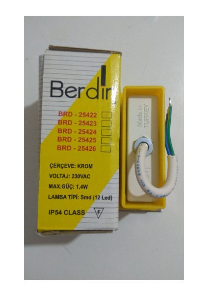Dikdörtgen Beyaz Işık 1,4W Krom Çerçeve LED Merdiven Armatürü