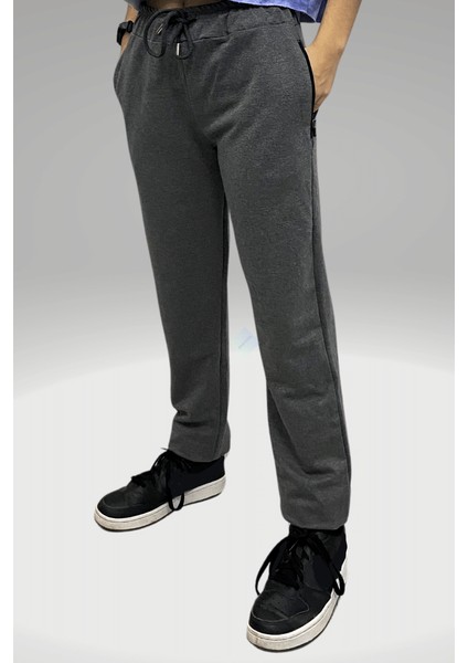 Çocuk Gri Fermuarlı Cepli Eşofman 13-14 Yaş - Antrasit-Gri