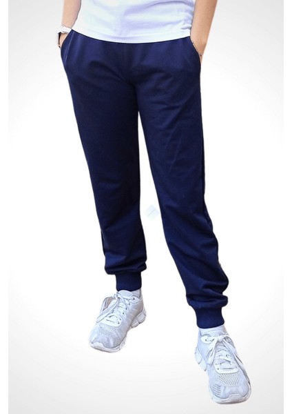 Unisex Çocuk Beli Lastikli Cepli Jogger Eşofman Altı Lacivert Renk 11-12 Yaş - Lacivert
