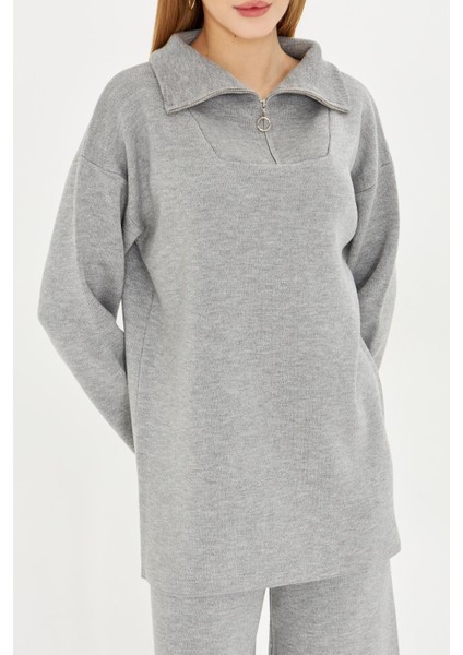 Oversize Fermuarlı Triko Alt Üst Takım 1805 indirimleri