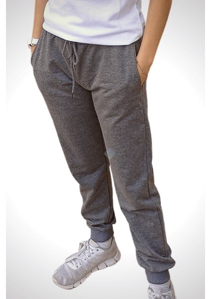 Unisex Çocuk Beli Lastikli Cepli Jogger Eşofman Altı Gri Renk 7-8 Yaş - Gri