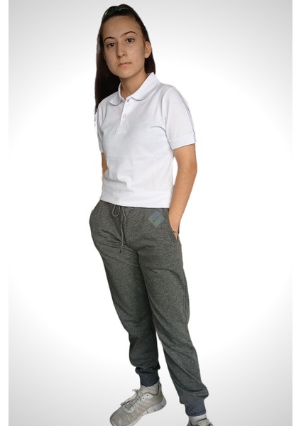 Unisex Çocuk Beli Lastikli Cepli Jogger Eşofman Altı Gri Renk 7-8 Yaş - Gri