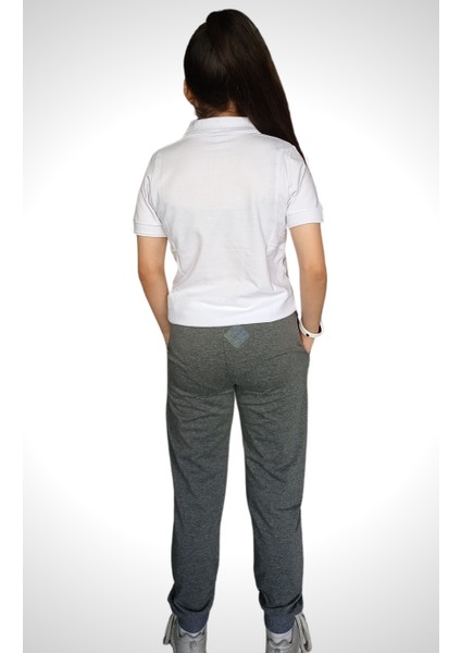 Unisex Çocuk Beli Lastikli Cepli Jogger Eşofman Altı Gri Renk 7-8 Yaş - Gri