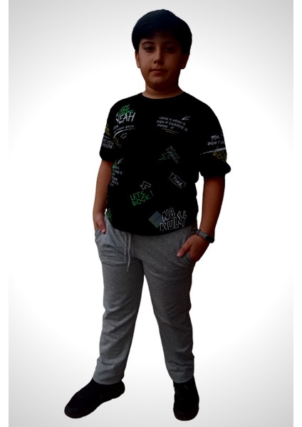 Unisex Çocuk Beli Lastikli Cepli Jogger Eşofman Altı Gri Renk 7-8 Yaş - Gri