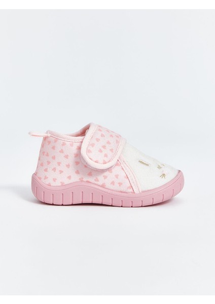 Steps Pembe Nakış Detaylı Cırt Cırtlı Kız Bebek Panduf