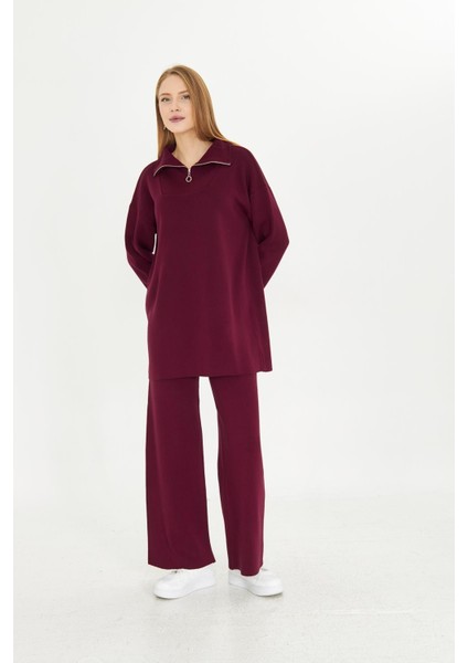 Oversize Fermuarlı Triko Alt Üst Takım 1805 indirimleri