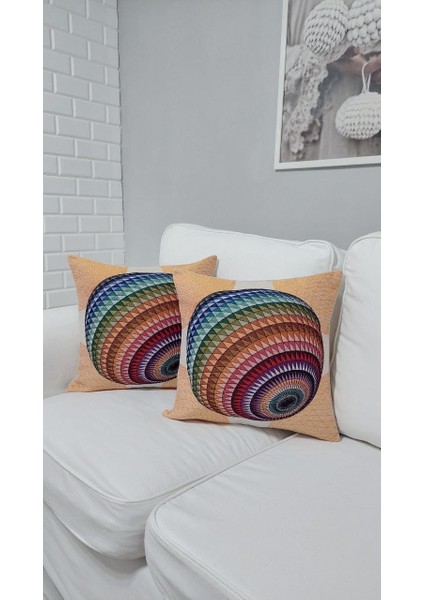 Goblen Pamuk Dokuma Kumaş Yastık Kırlent Kılıfı Pillow