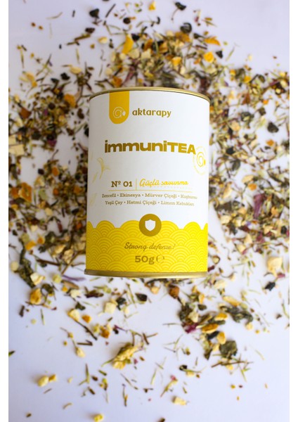 İmmuniTEA Bitki Çayı Güçlü Savunma - Zencefil, Ekinezya ve Kuşburnu İçeren Çay 50g