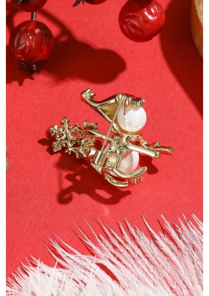 Yılbaşı Kayaklı Inci Süslü Kardanadam Broş Yaka Iğnesi indirimleri
