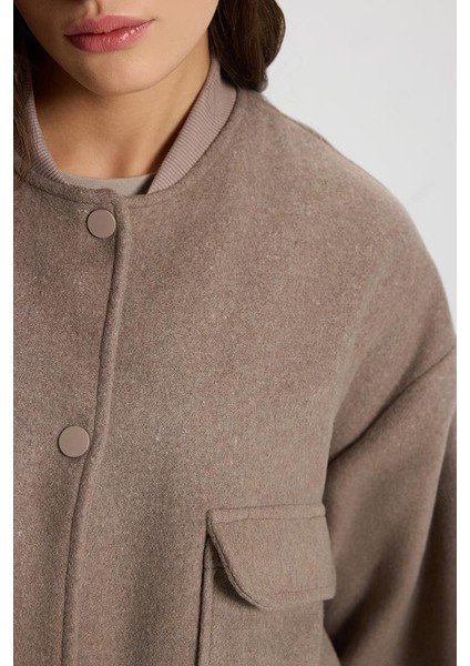 Kadın Kaşe Bomber Ceket - Vizon fiyatları