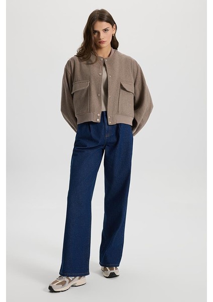 Kadın Kaşe Bomber Ceket - Vizon fırsatları