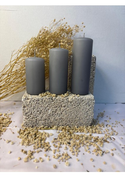 3 Adet Silindir Mum 11-9-7 Cm Çap 4 Cm modelleri