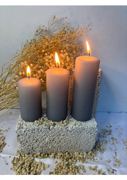 3 Adet Silindir Mum 11-9-7 Cm Çap 4 Cm fırsatları
