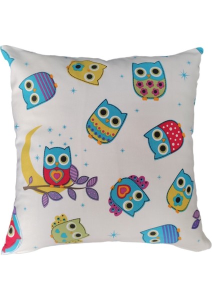 Baykuş Desenli Yastık Kılıfı 43X43 cm
