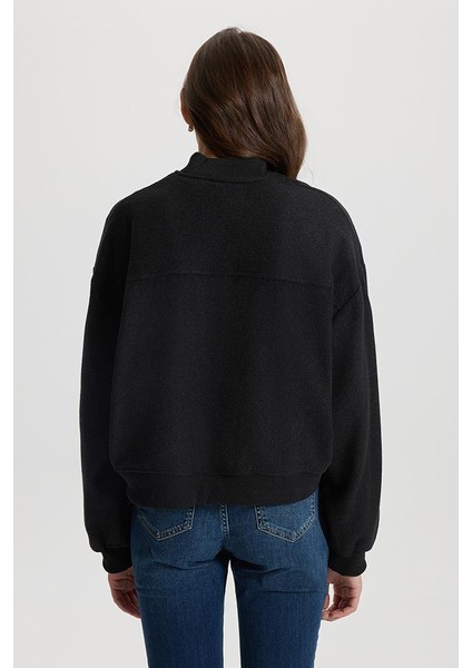 Kadın Kaşe Bomber Ceket - Antrasit modelleri