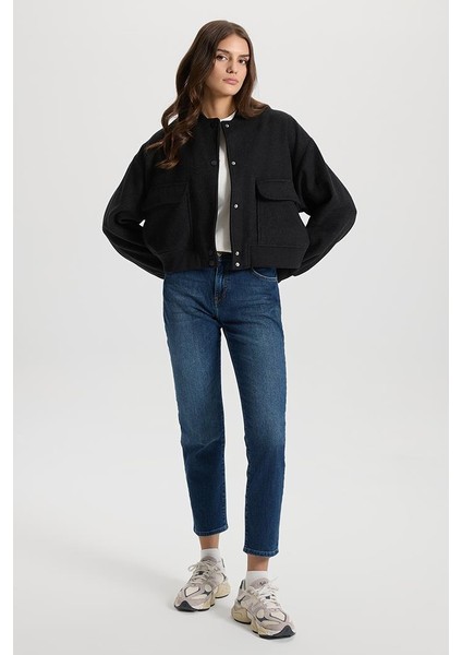 Kadın Kaşe Bomber Ceket - Antrasit fırsatları