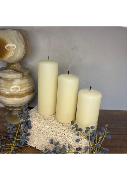 3 Adet Silindir Mum 11-9-7 Cm Çap 4 Cm fiyatları