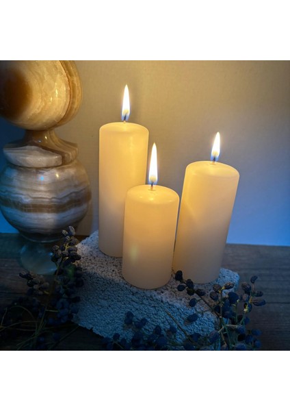 3 Adet Silindir Mum 11-9-7 Cm Çap 4 Cm modelleri