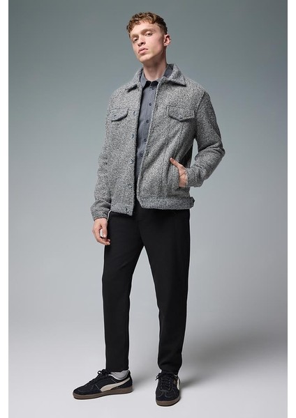 Erkek Regular Fit Kaşe Ceket - Gri Melanj fırsatları