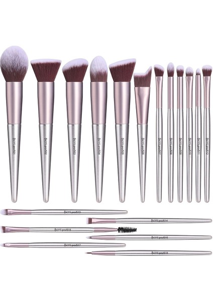 Professional Premium Makyaj Fırça Seti Gümüş & Toz Pembe