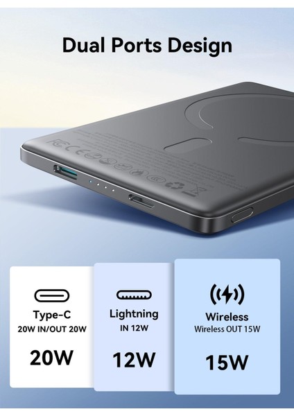 JR-PBM08 5.000 Mah 20W Hızlı Şarj Ultra Slim Metal Magsafe Powerbank modelleri
