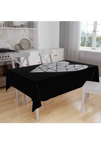 Kırık Kalp Desenli Dijital Baskılı Masa Örtüsü