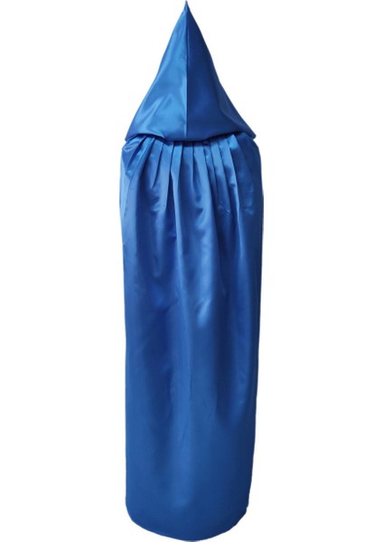 Mavi Renkli Kapüşonlu Pelerin