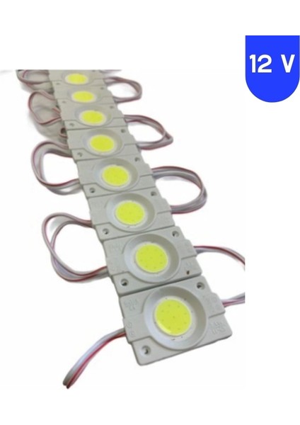 12 Volt 2.4 Watt Kare Beyaz Cob LED Modül IP65 10 Adet Modül