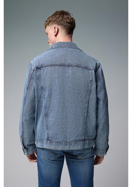 Mark Oversize Geniş Kesim Med Blue Jean Ceket - Med Blue fırsatları