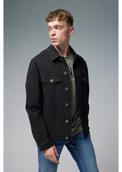 Mark Oversize Geniş Kesim Renkli Jean Ceket - Siyah fiyatları