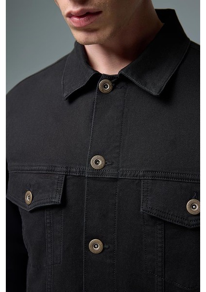 Mark Oversize Geniş Kesim Renkli Jean Ceket - Siyah modelleri
