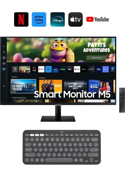 Akıllı Tv 27'' 70 Ekran 4ms, 60Hz, 1920 x 1080, HDR10, Fullhd, Smart Akıllı Monitör Tv | Wi-Fi Bağlantı Apple-Android Kablosuz Görüntü Aktarım | Logitech Kablosuz Klavye